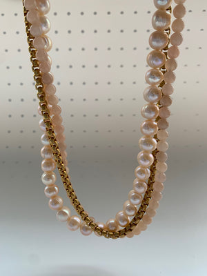 Pink Moonstone & Peach Fresh Water Pearl Armour
