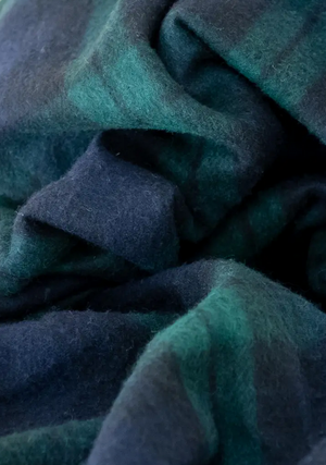 Recycled Wool Blanket in Black Watch Tartan