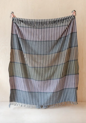 Recycled Wool Blanket in Blush Linear Check
